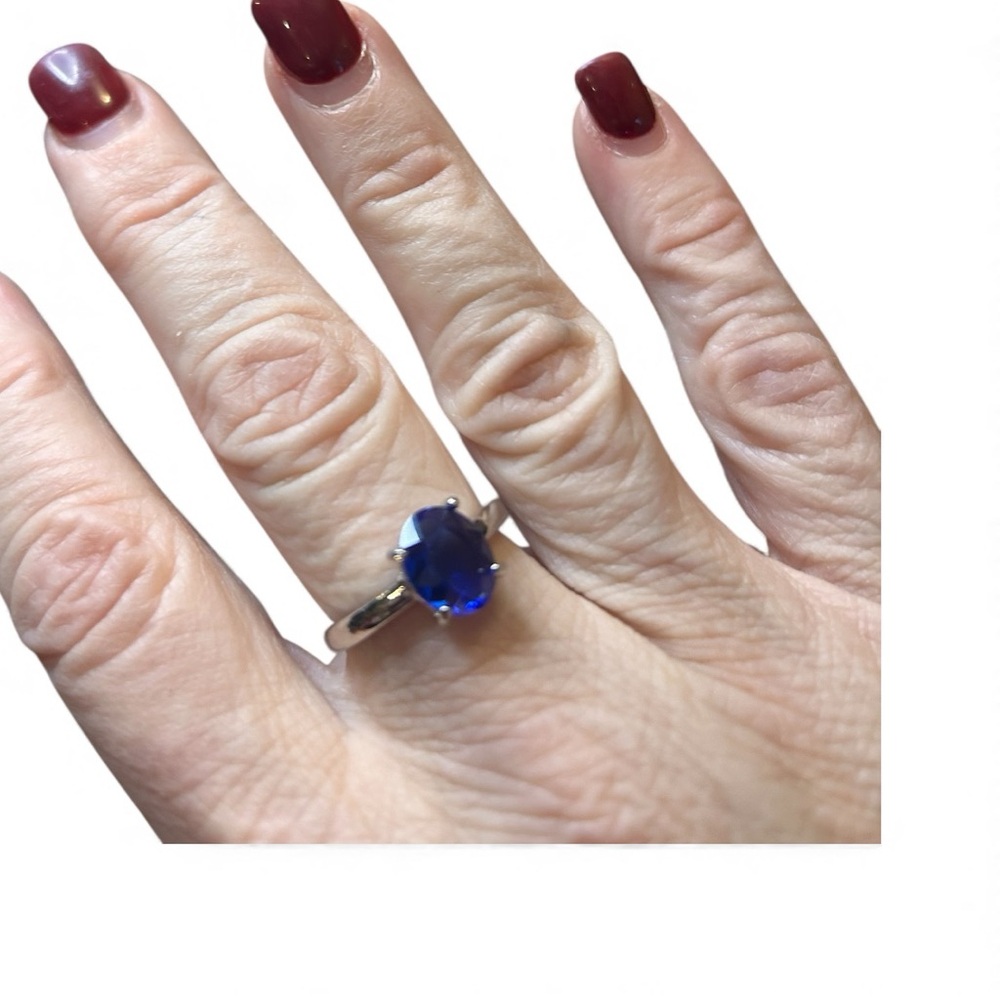 Silver Plated Blue Crystal Ring